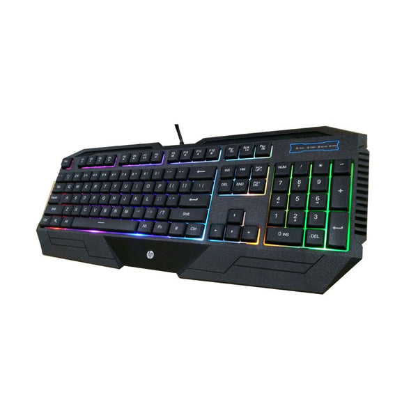Teclado ergonômico HP K130 com 105 teclas, apoio para pulso e cabo USB