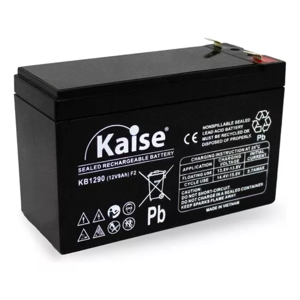 KAISE KB1290 Batería Seca 12V 9Ah AGM recargable para UPS SAI, Multiuso