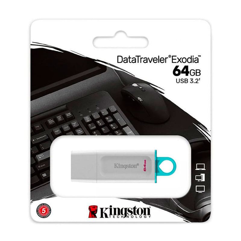 KINGSTON KC-U2G64-5R - Memoria Flash USB Kingston DataTraveler Exodia 64GB USB 3.2 Gen 1 Blanco