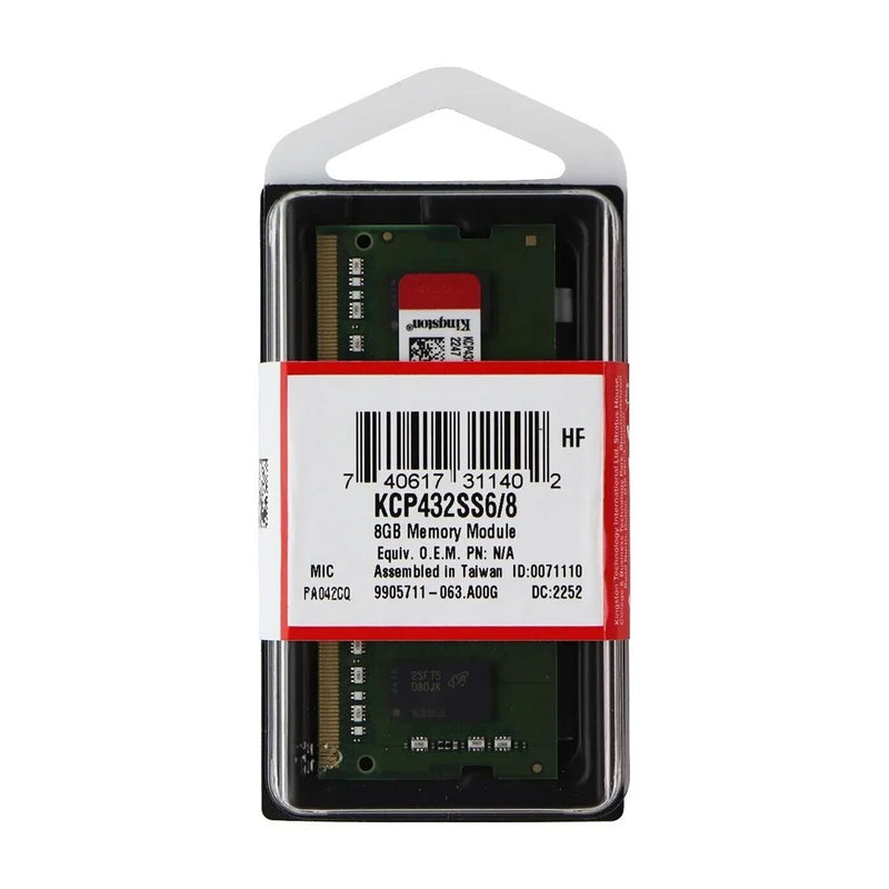 KINGSTON KCP432SS6/8 - Memoria Ram SODIMM Kingston  8GB DDR4-3200MHz CL22 1.2V, 260-pin Non-ECC.