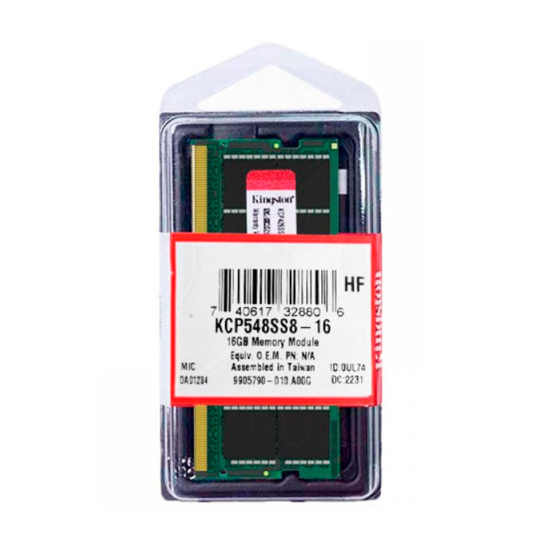 KINGSTON KCP548SS8/16 - Memoria Ram SODIMM Kingston 16GB DDR5 4800 MHz PC4-38400 CL40 1.1V.