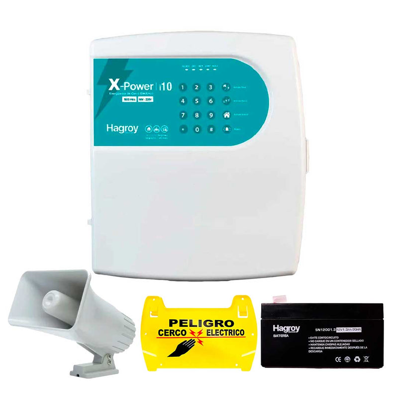 HAGROY KIT-XPOWERI10 Kit de Cerco: Xpower i10, Sirena 30w, Batería 4amp y Letrero