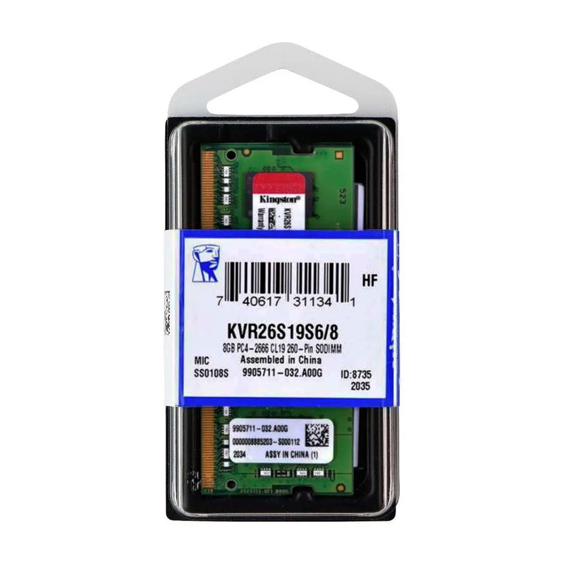 KINGSTON KVR26S19S6/8 - Memoria Ram Kingston 8GB DDR4 SO-DIMM 2666 MHz CL19 1.2V.