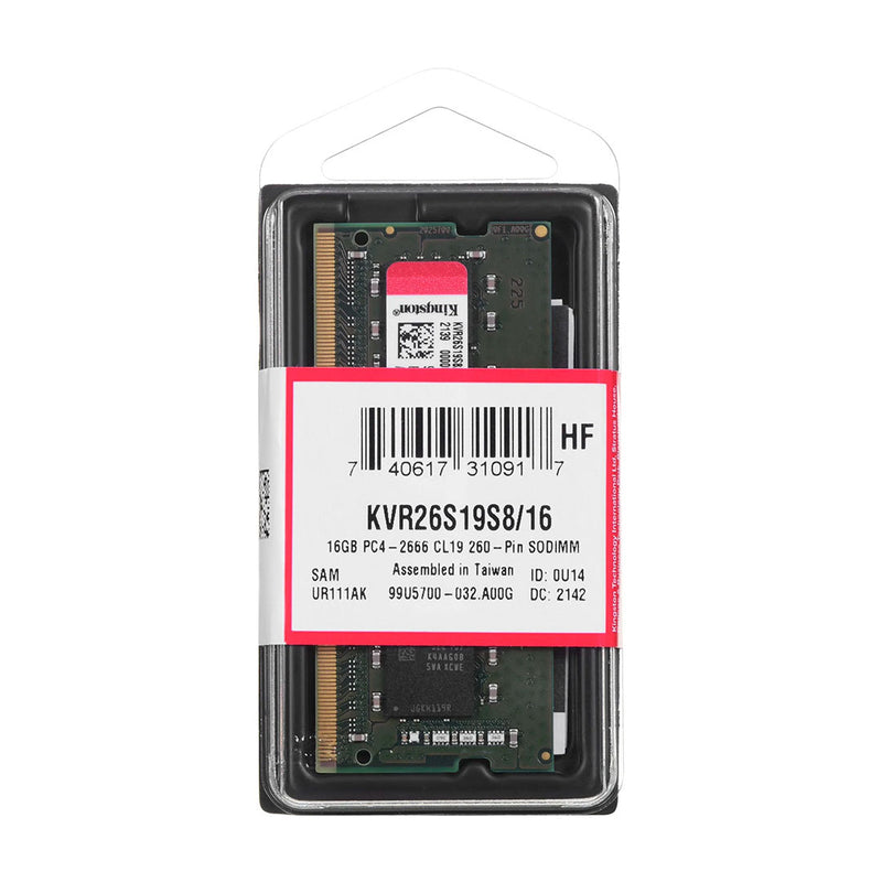 KINGSTON KVR26S19S8/16 - Memoria Ram Kingston  16GB DDR4 SO-DIMM 2666 MHz CL19 1.2V NON-ECC