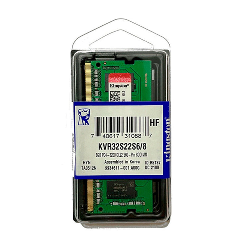 KINGSTON KVR32S22S6/8 - Memoria Ram SODIMM Kingston  8GB DDR4-3200MHz CL22 1.2V, 260-pin Non-ECC.