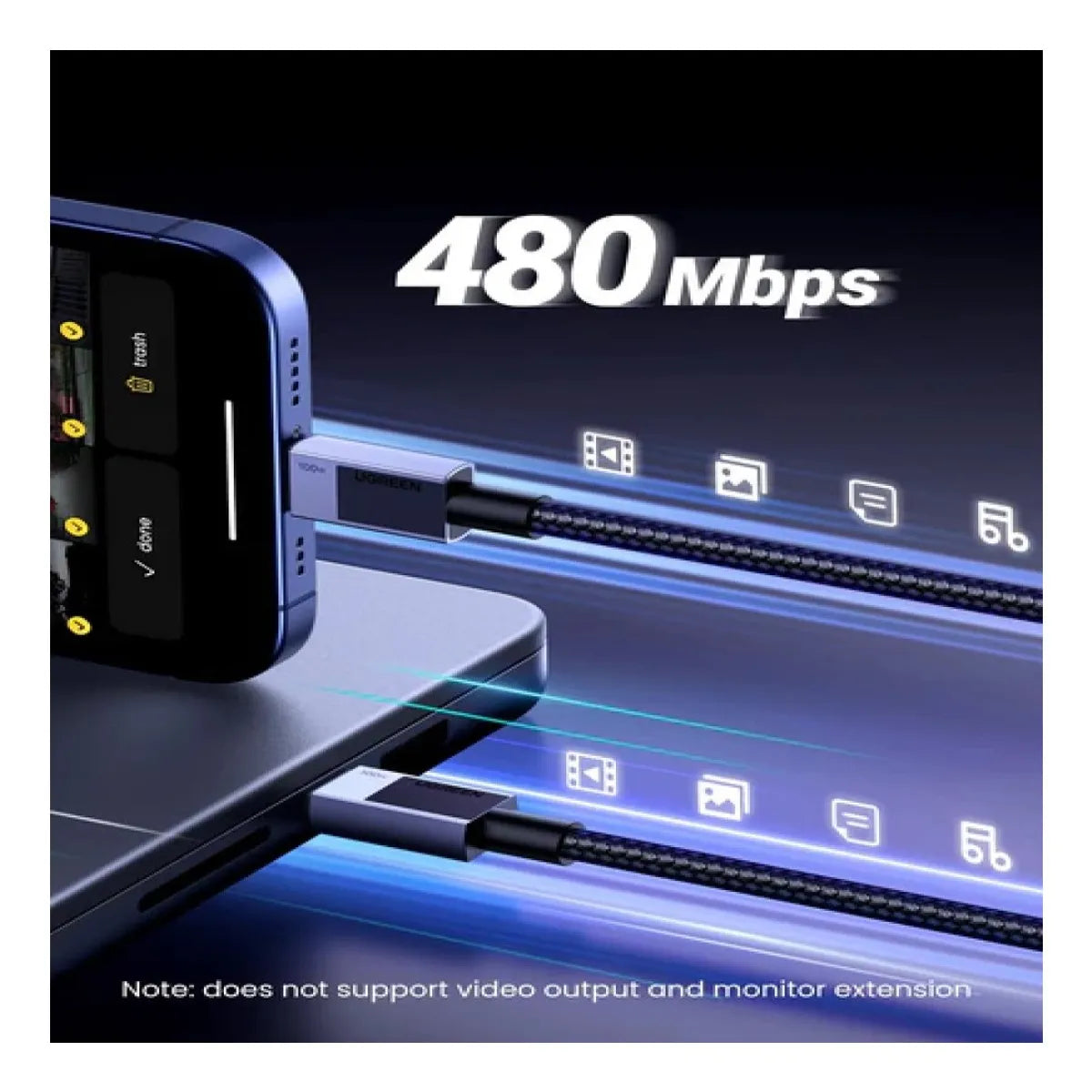 UGREEN L512 45063 Cable USB-C a USB-C Carga Rápida 100W 1M Trenzado