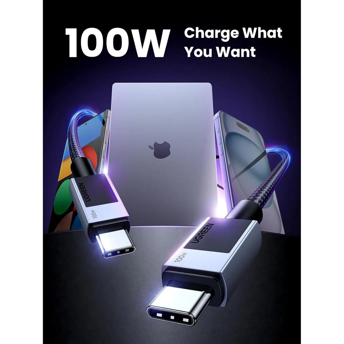 UGREEN L512 45064 Cable USB-C a USB-C Carga Rápida 100W 2M Trenzado