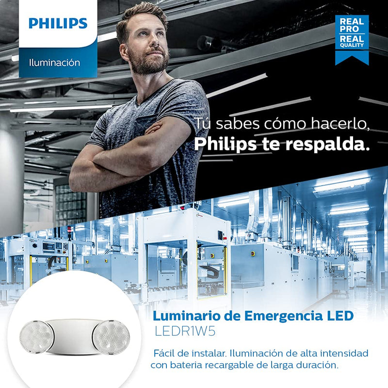 PHILIPS LEDR1W5 Luminaria Luz de Emergencia LED 220lm 2W 220V IP20