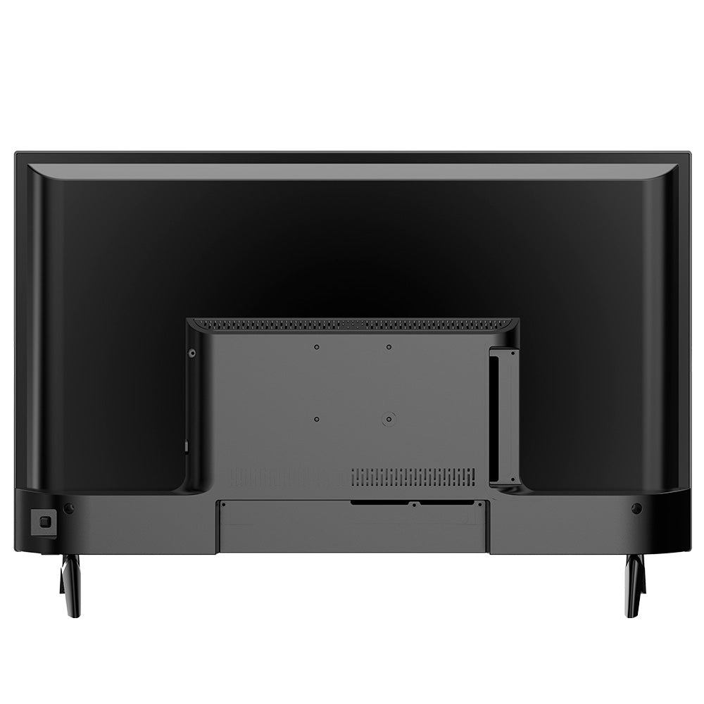 Parte trasera de pantalla LED, puertos y soporte visibles, ideal para instalaciones multimedia.