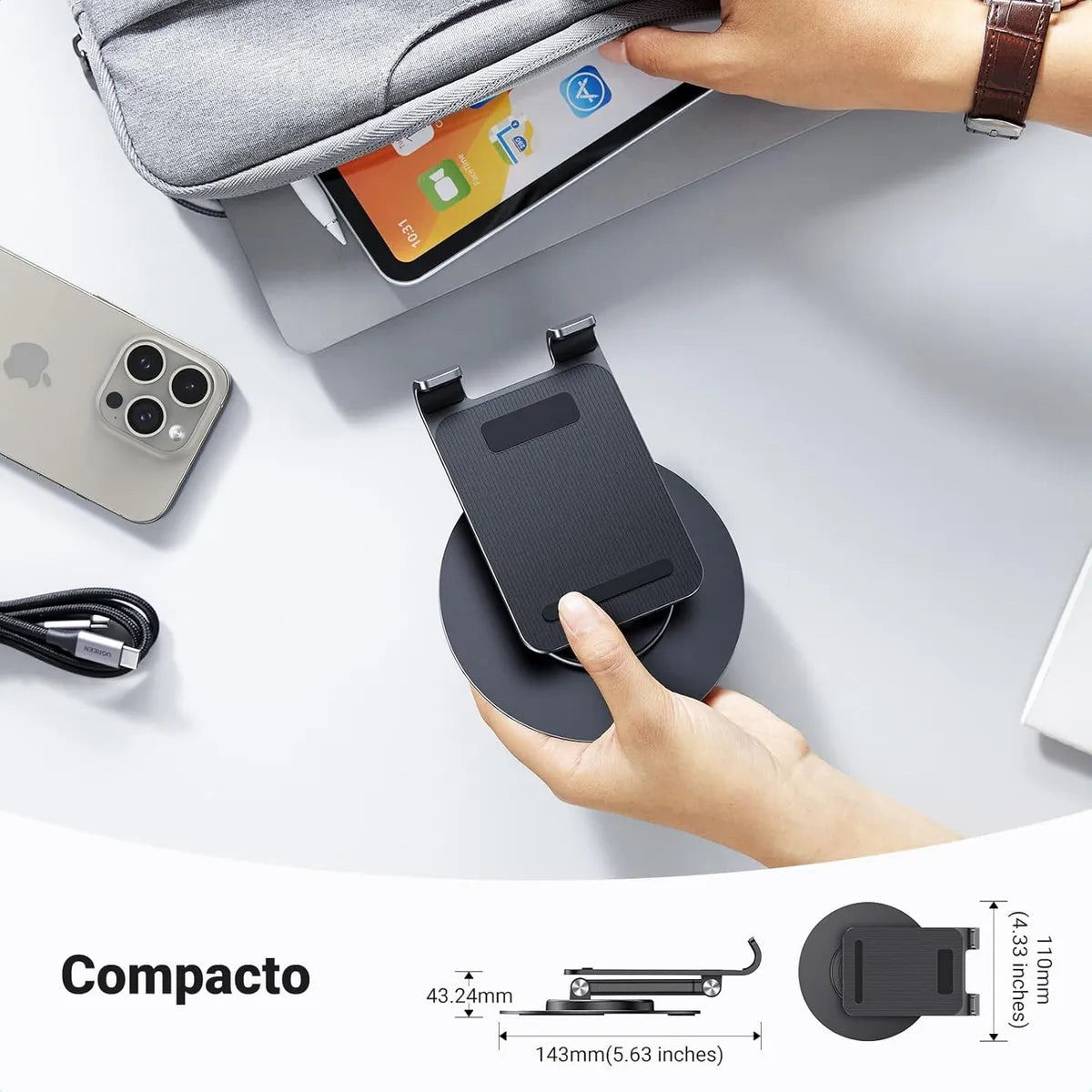 UGREEN LP805 35152 Soporte de Aluminio Smartphone Tablet 9.7" 360°