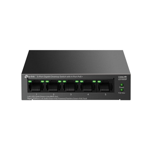 TP-LINK LS105GP Switch 5 Puertos Gigabit con 4P PoE+