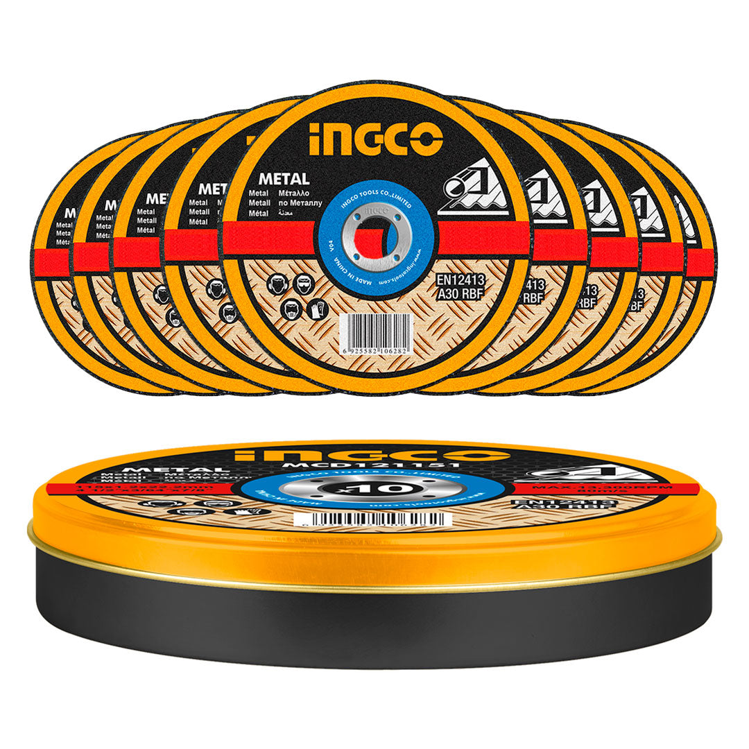 INGCO MCD121155 Set de discos de corte para metal abrasivo 10 piezas