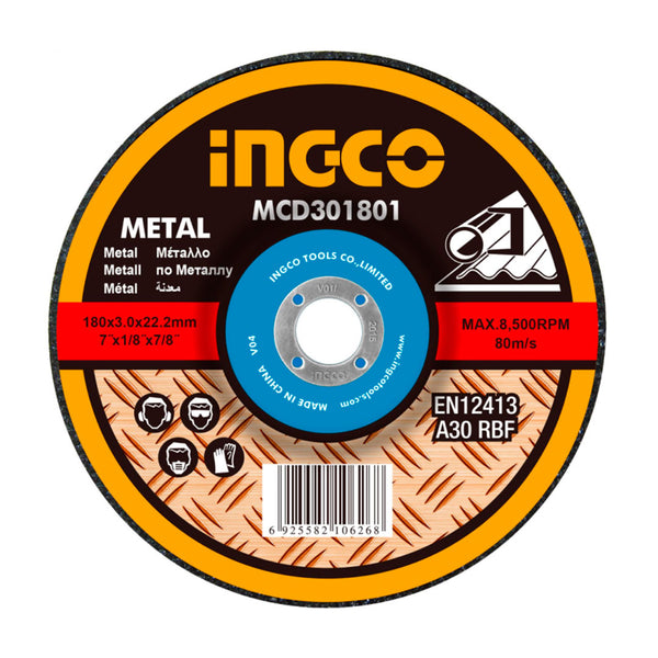 INGCO MCD301802 Disco de corte para metal abrasivo 7" X1.6mm