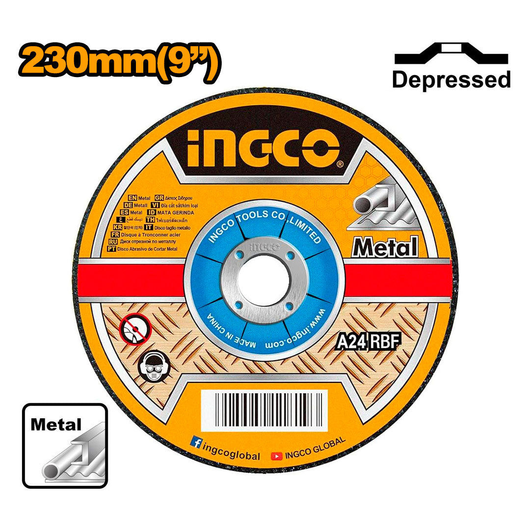 INGCO MGD602301 Disco de desbaste para metal 9" x6mm, Centro deprimido