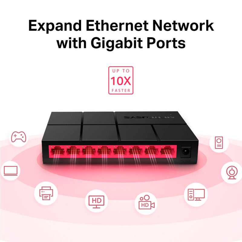 MERCUSYS MS108G Switch de escritorio de 8 puertos 10/10/1 000 mbps