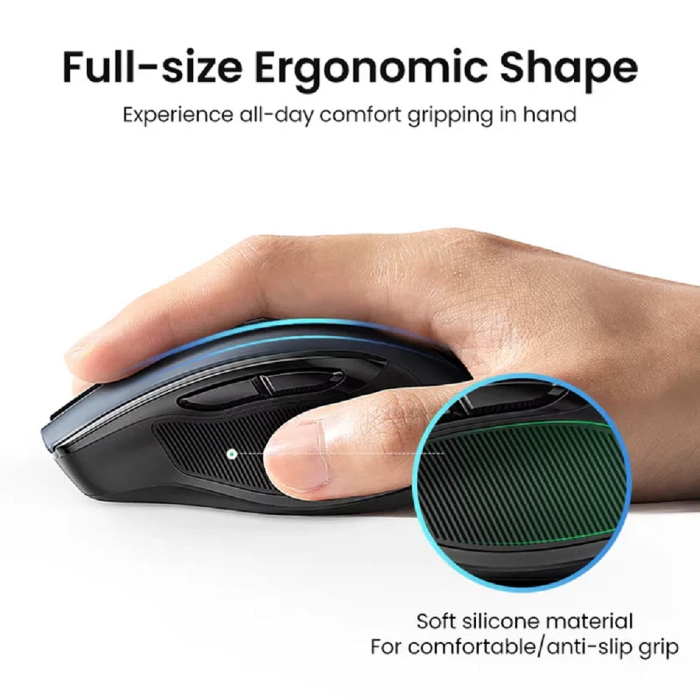 UGREEN MU006 25753 Mouse Inalámbrico BT Ergonómico 2.4Ghz Azul