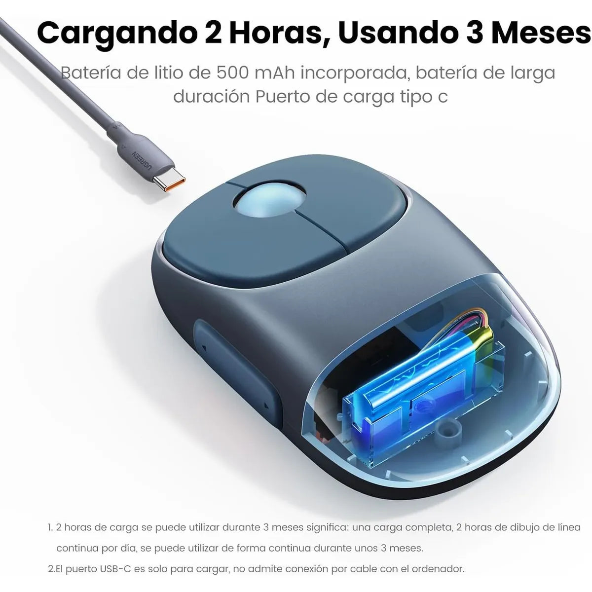 UGREEN MU102 90538 Mouse Inalámbrico Recargable 2.4G & Bluetooth