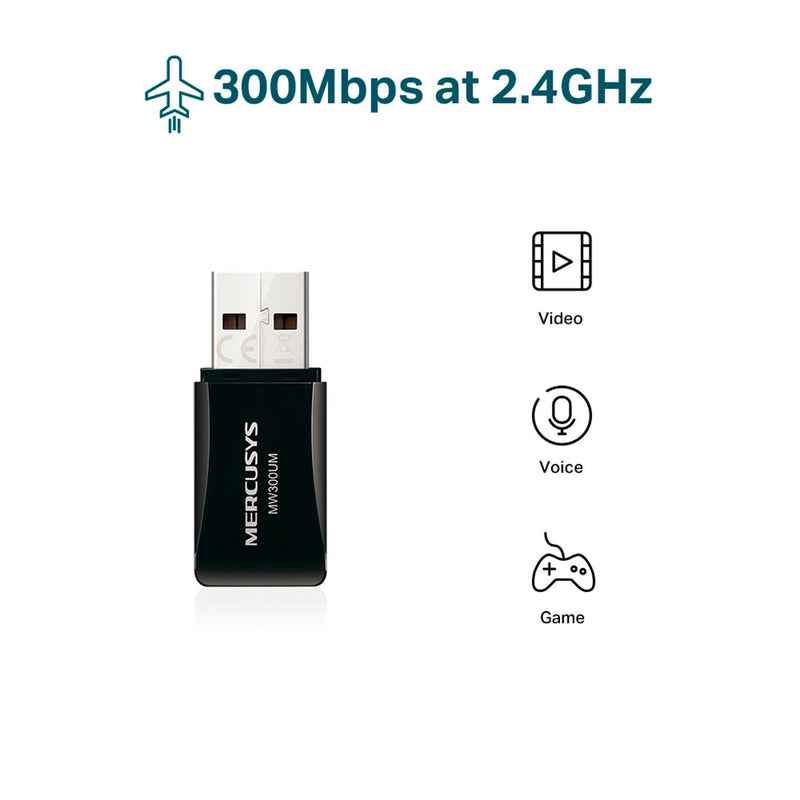 MERCUSYS MW300UM Mino Adaptador USB Inalámbrico N300