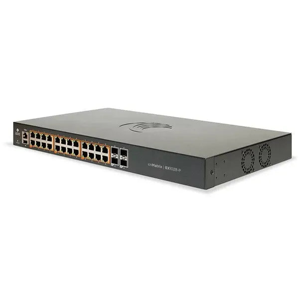 CAMBIUM MX-EX1028PXA-0 CNMATRIX EX1028-P Switch Inteligente Ethernet PoE+, 24 Puertos de Fibra Sfp de 1gGbps y 4 de 1Gbps - Sin Cable de Alimentación