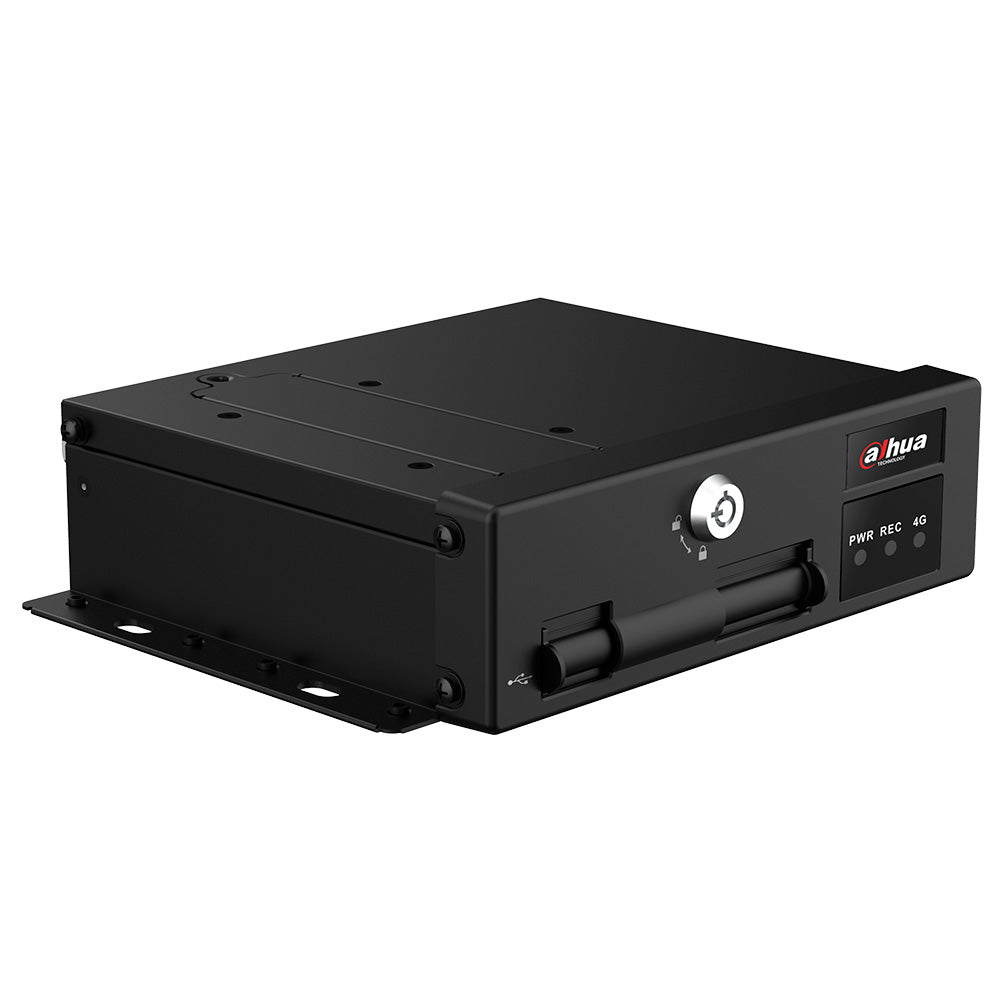 Grabador de video móvil negro para videovigilancia, con cerradura y luces indicadoras