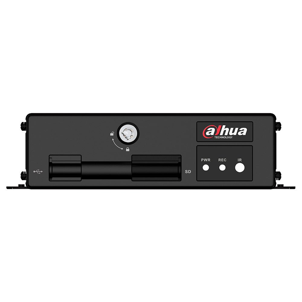 Grabador de video móvil Dahua negro con cerradura y puertos USB para videovigilancia