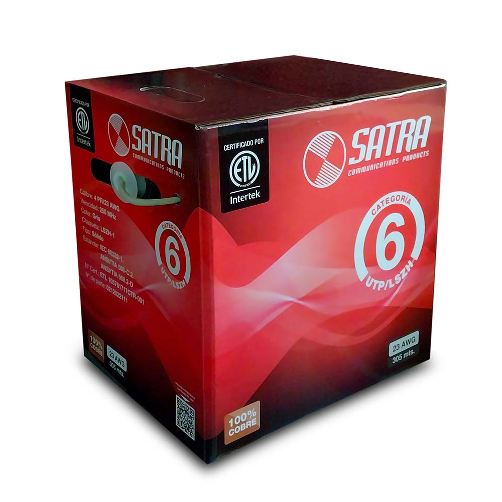 SATRA 0212022111 Cable UTP Cat6 Cobre 23AWG LSZH Gris 305m
