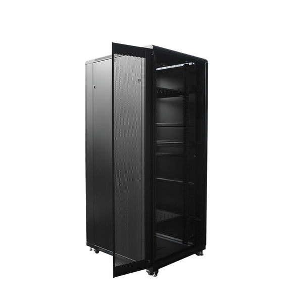 LINKBASIC NCB42-810-CFA Gabinete De Piso 42RU 800 X 1000mm Puertas: Frontal De Vidrio Con Marco Y Posterior Doble Hoja con Malla - Desarmado
