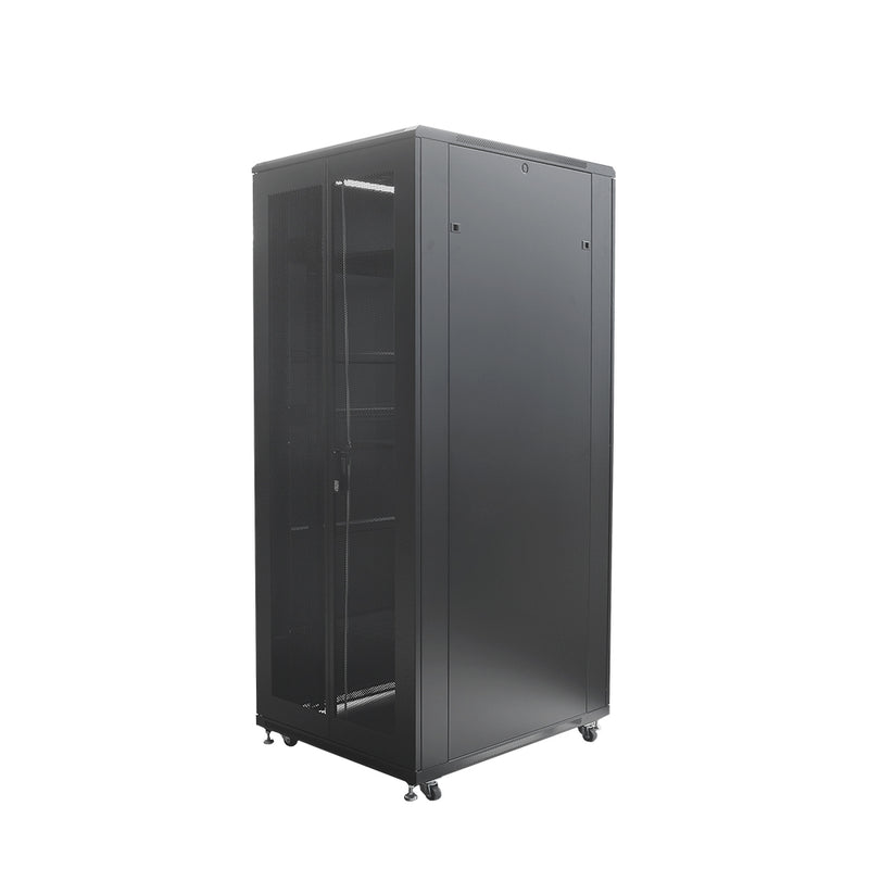 LINKBASIC NCB42-810-CFA Gabinete De Piso 42RU 800 X 1000mm Puertas: Frontal De Vidrio Con Marco Y Posterior Doble Hoja con Malla - Desarmado