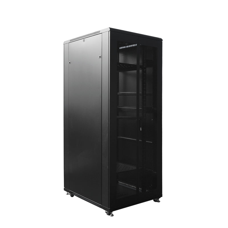 LINKBASIC NCB42-810-CFA Gabinete De Piso 42RU 800 X 1000mm Puertas: Frontal De Vidrio Con Marco Y Posterior Doble Hoja con Malla - Desarmado