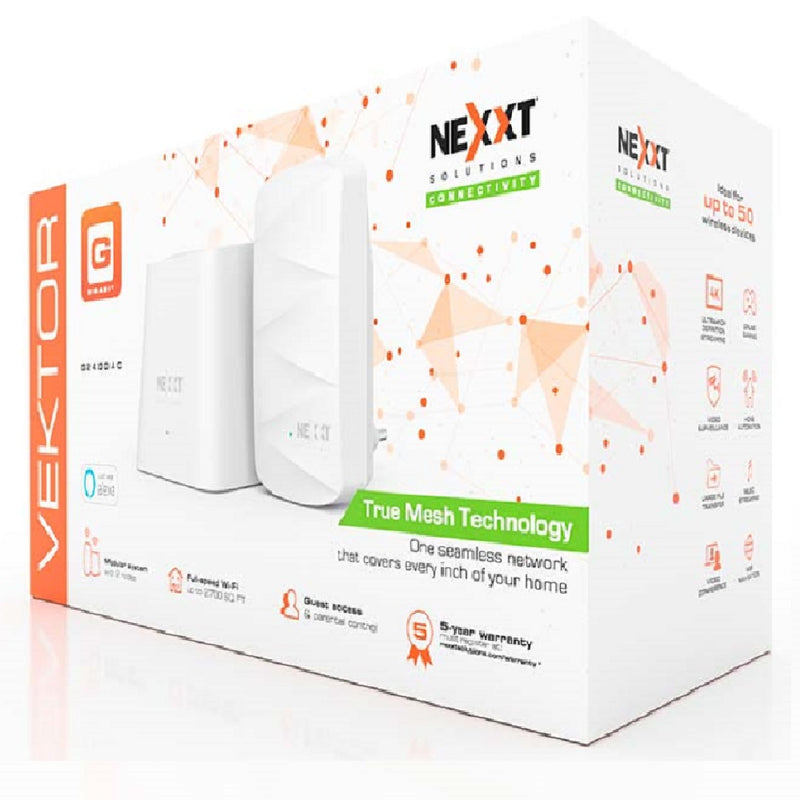 NEXXT SOLUTIONS NCM-G2400P, Router MESH HOME Sistema Inalámbrico con dos Nodos 1200Mbps VEKTORG2400-AC