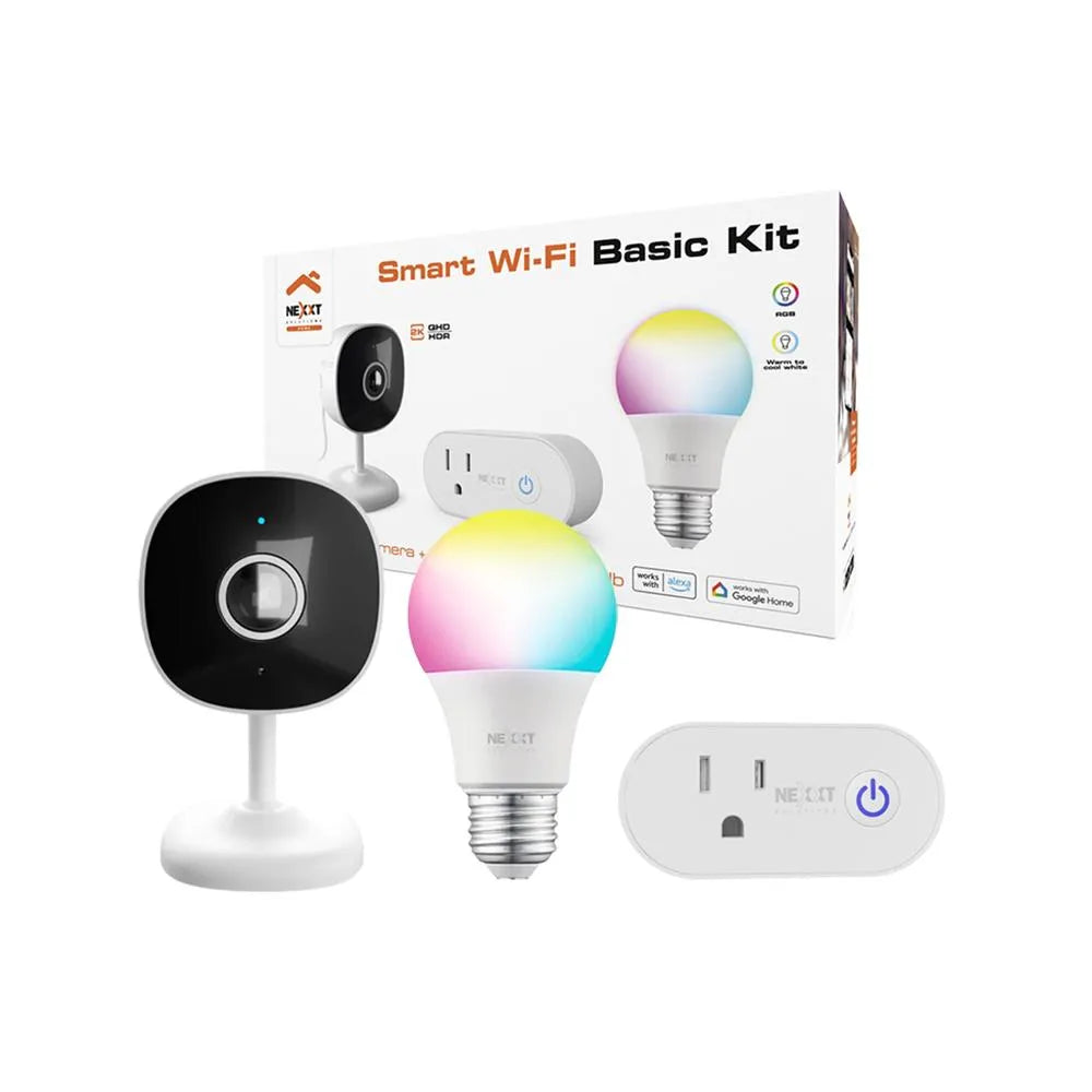 NEXXT SOLUTIONS NHK-K118 Kit Básico Cámara 2K + Enchufe + Foco RGB Inteligente Wifi