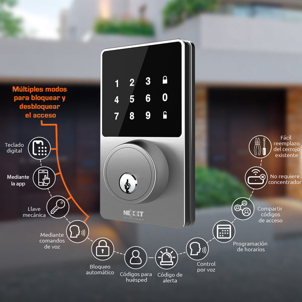 NEXXT NHS-D100 Cerradura Inteligente WIFI contraseña y llave Alexa