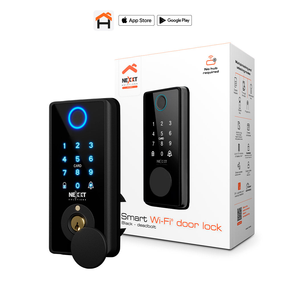 NEXXT SOLUTIONS NHS-D150 BK Cerradura Inteligente Wifi Negro Huella y Contraseña