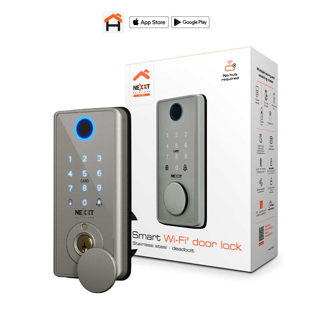 NEXXT SOLUTIONS NHS-D150 ST Cerradura Inteligente Wifi Gris Huella y Contraseña