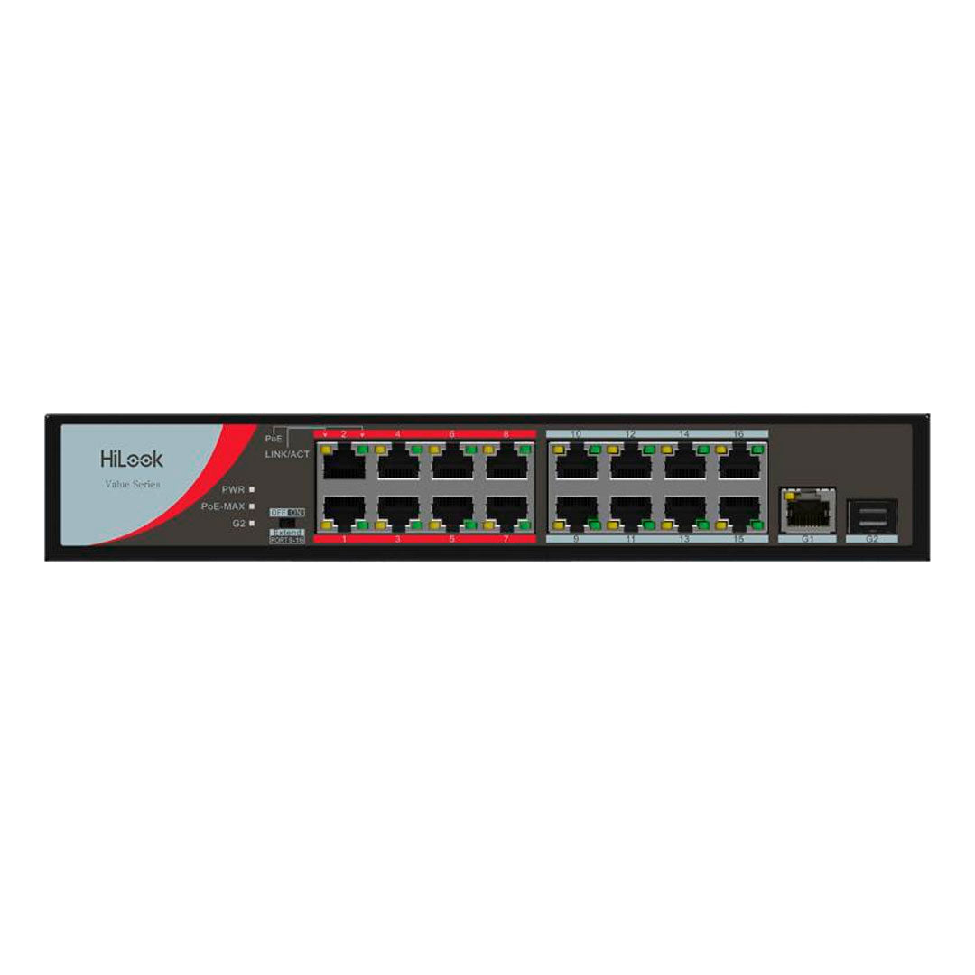 HILOOK NS-0318P-130 Switch PoE 16 Puertos 100Mbps 1RJ45Gb 1SFP Gb 130W 250m