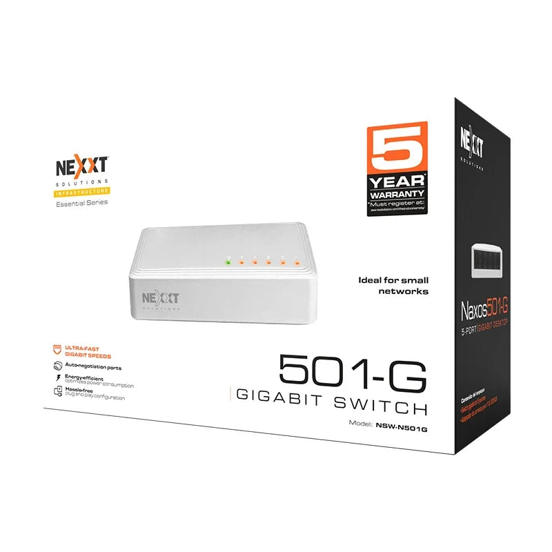 NEXXT SOLUTIONS NSW-N501G Switch 5 Puertos Gigabit 10/100/1000Mbps