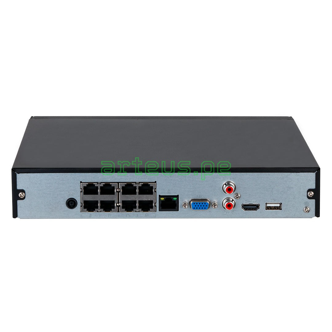 DAHUA NVR2108HS-8P-S3 Grabador de Vídeo en Red Compacto de 8 canales 1U 1 HDD y 8 PoE