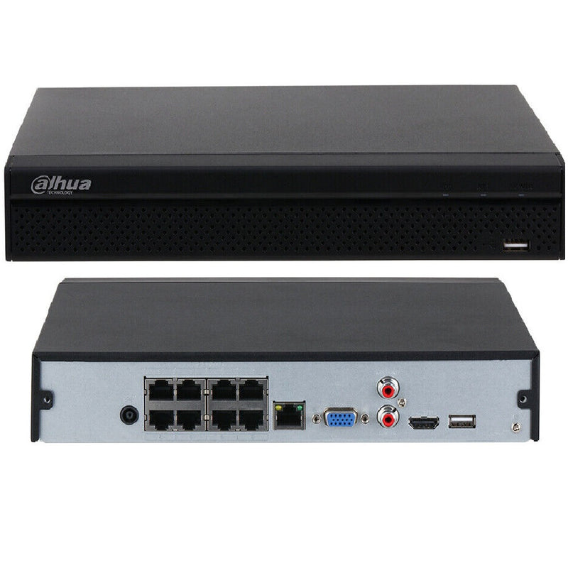 DAHUA NVR4108HS-8p-4KS3, NVR Grabador 8 canales IP POE 4K hasta 12MP Soporta 1HDD hasta 20TB WIZSENSE