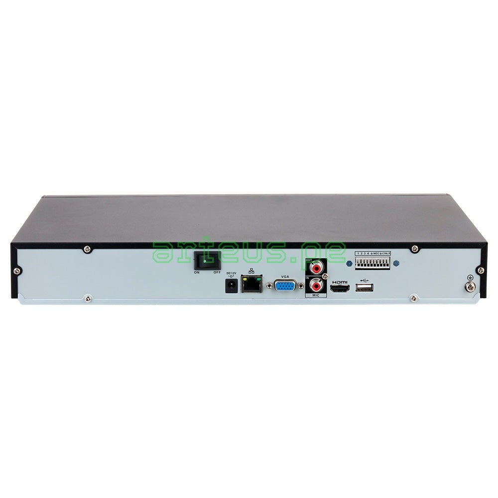 DVR de videovigilancia con múltiples puertos HDMI, USB, VGA y conexiones de audio