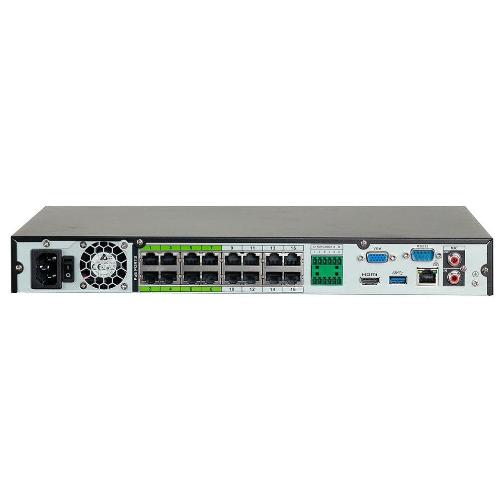 DAHUA NVR5216-16P-I Grabador NVR 4K 16CH(16MP)POE 320Mbps 2HDD(8TB) WIZMIND
