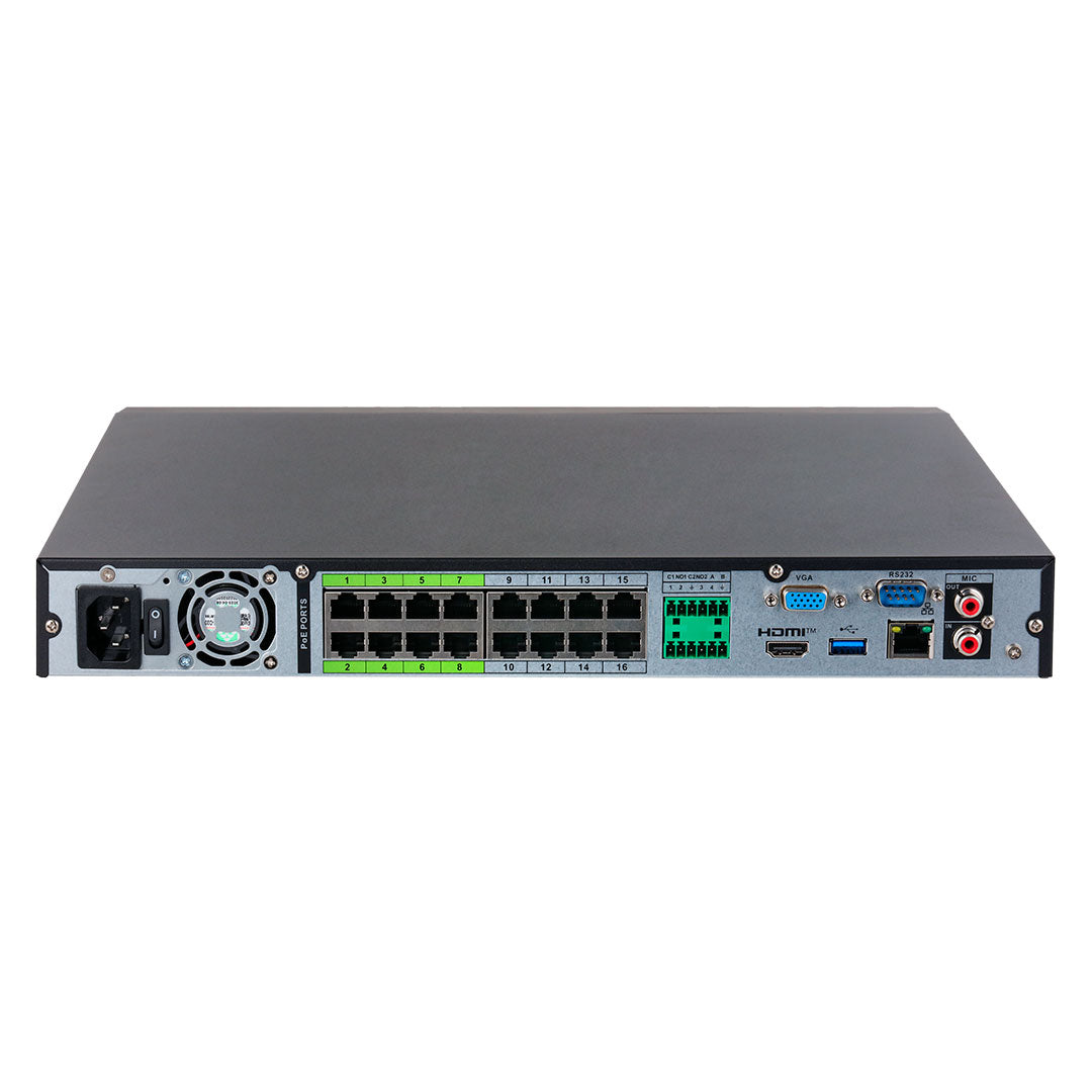 DAHUA NVR5216-16P-XI Grabador de Vídeo en red WizMind de 16 Canales, 1U, 16 POE y 2 Discos Duros