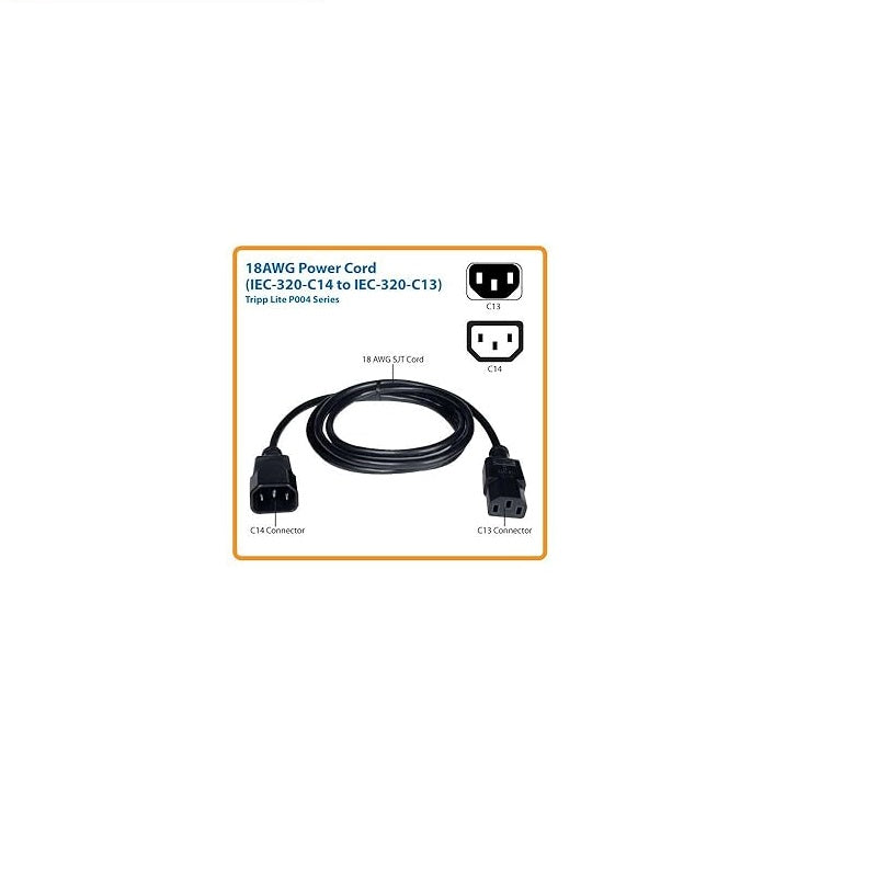 TRIPP.LITE P004-004 Cable de alimentación, para unidad, distribución, de energía, (PDU), C13 a C14,  10 A, 250V, 18 AWG, 1.22 m (4 pies), negro