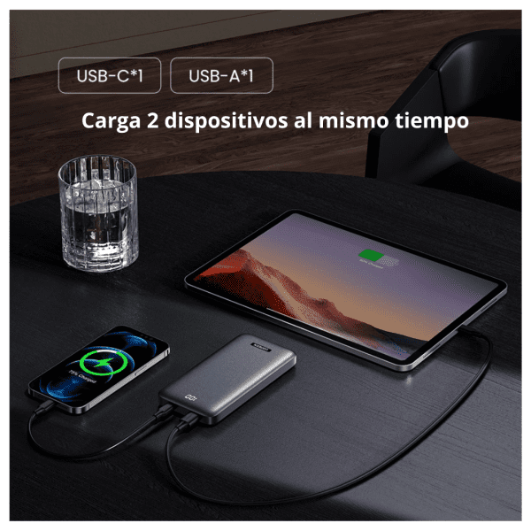 UGREEN  PB198 60689 Power Bank Cargador portátil Ultra delgado 10000mAh USB-A + USB-C
