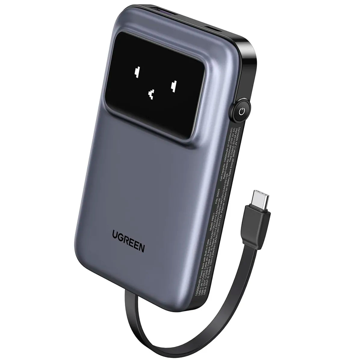 UGREEN PB511 35603B  Power Bank 10000mAh USB-C Integrado 30W QC TFT