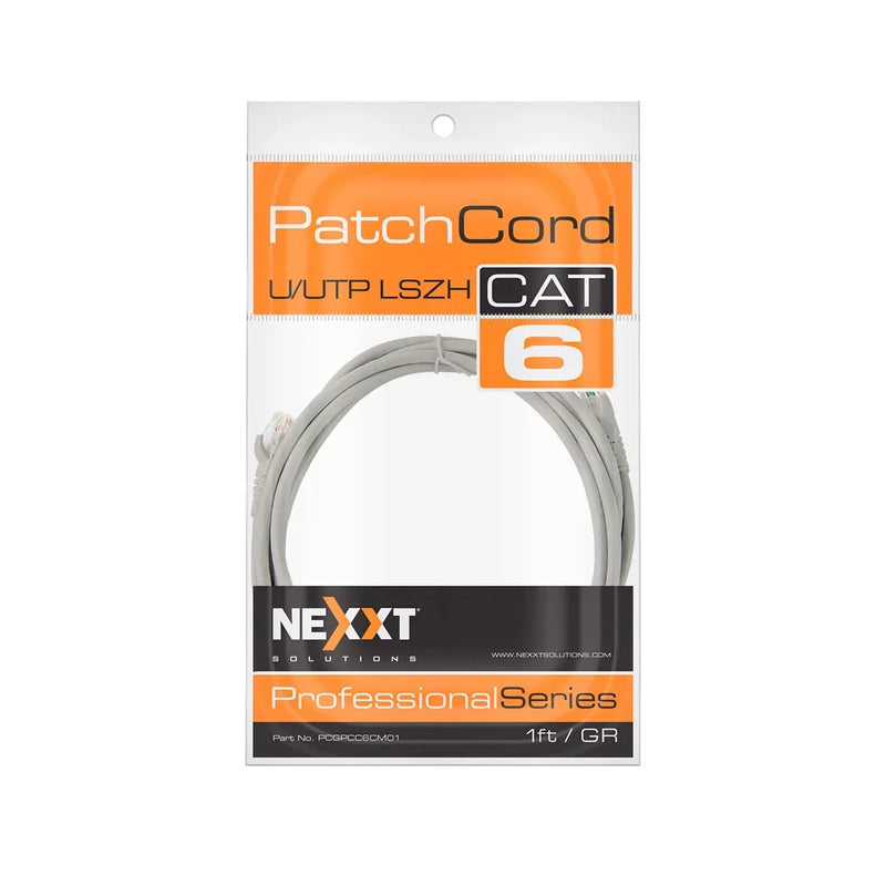 Nexxt Solutions Infrastructure PCGPCC6CM01GR Nexxt UTP Patch Cord Cat6 1ft. CM Type GR