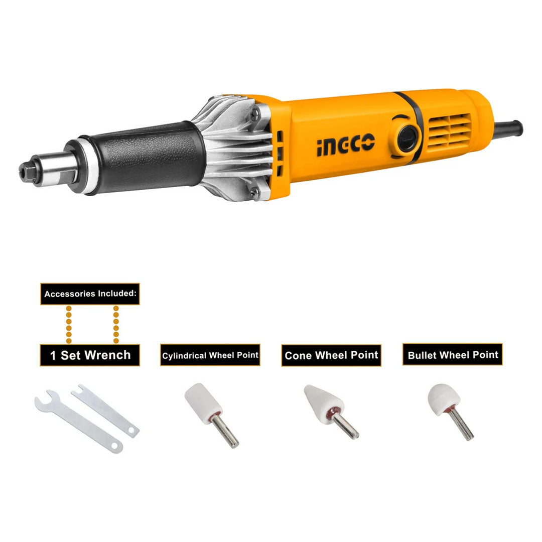 INGCO PDG4003 Rectificadora 6mm 400w + 3 piedras amolada