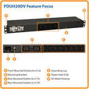 TRIPP-LITE PDUH20DV PDU, BASICO, Monofqsico, 20A, 100-240V, 1U Unidad, de distribución de energía