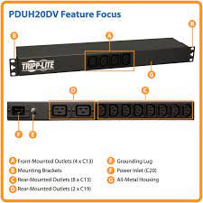 TRIPP-LITE PDUH20DV PDU, BASICO, Monofqsico, 20A, 100-240V, 1U Unidad, de distribución de energía