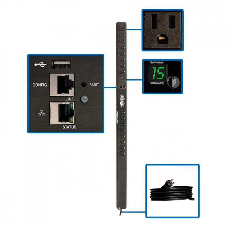 TRIPP-LITE PDUNMV15LX Unidad, de Distribución, de Energía, (PDU) Monofásica, Monitorizada, de 1.4kW, interfaz de plataforma LX