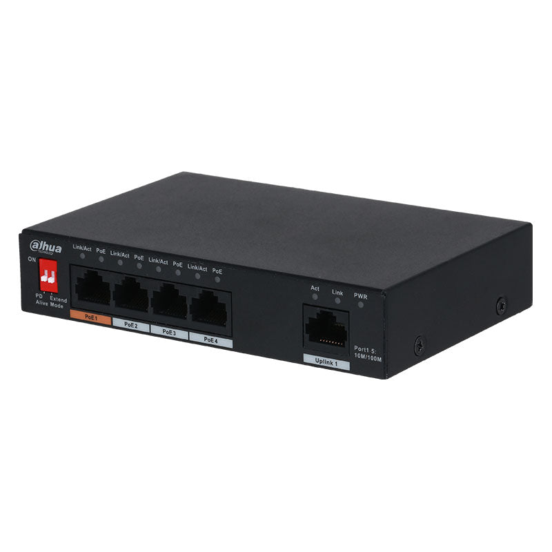 DAHUA PFS3005-4ET-60 Switch no Administrado de 5 puertos con PoE de 4 puertos